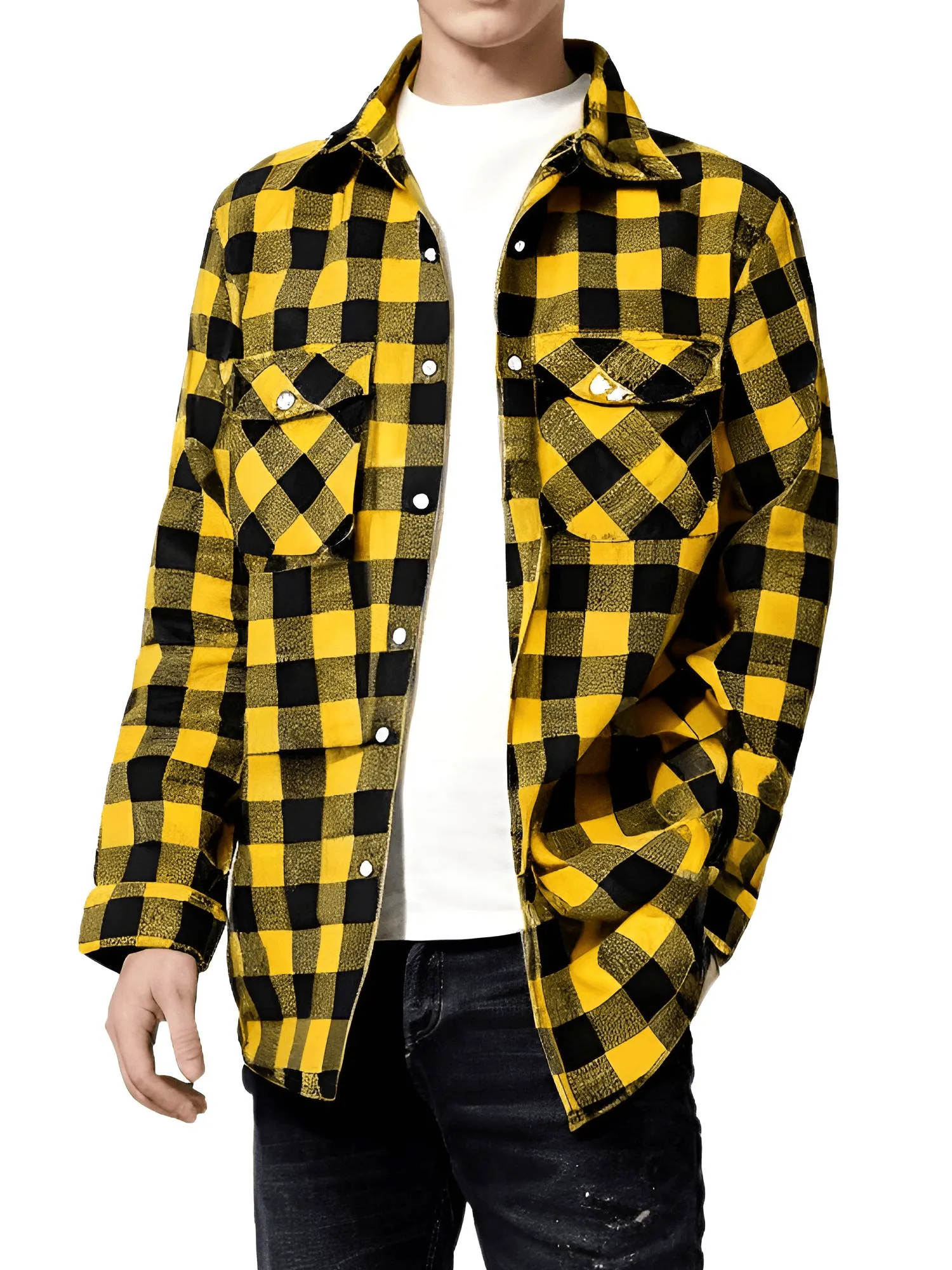 Men's Long Sleeve Plaid Checkered Shirt