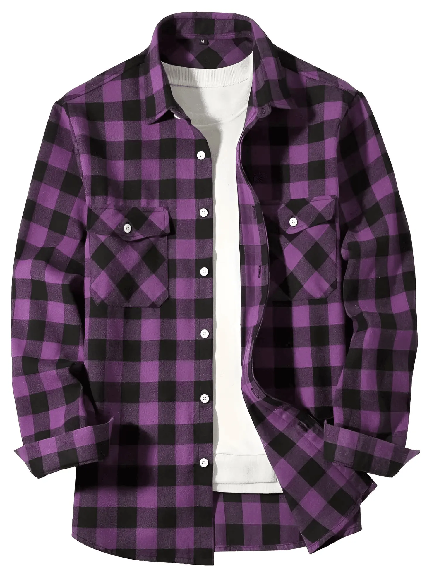 Men's Long Sleeve Plaid Checkered Shirt