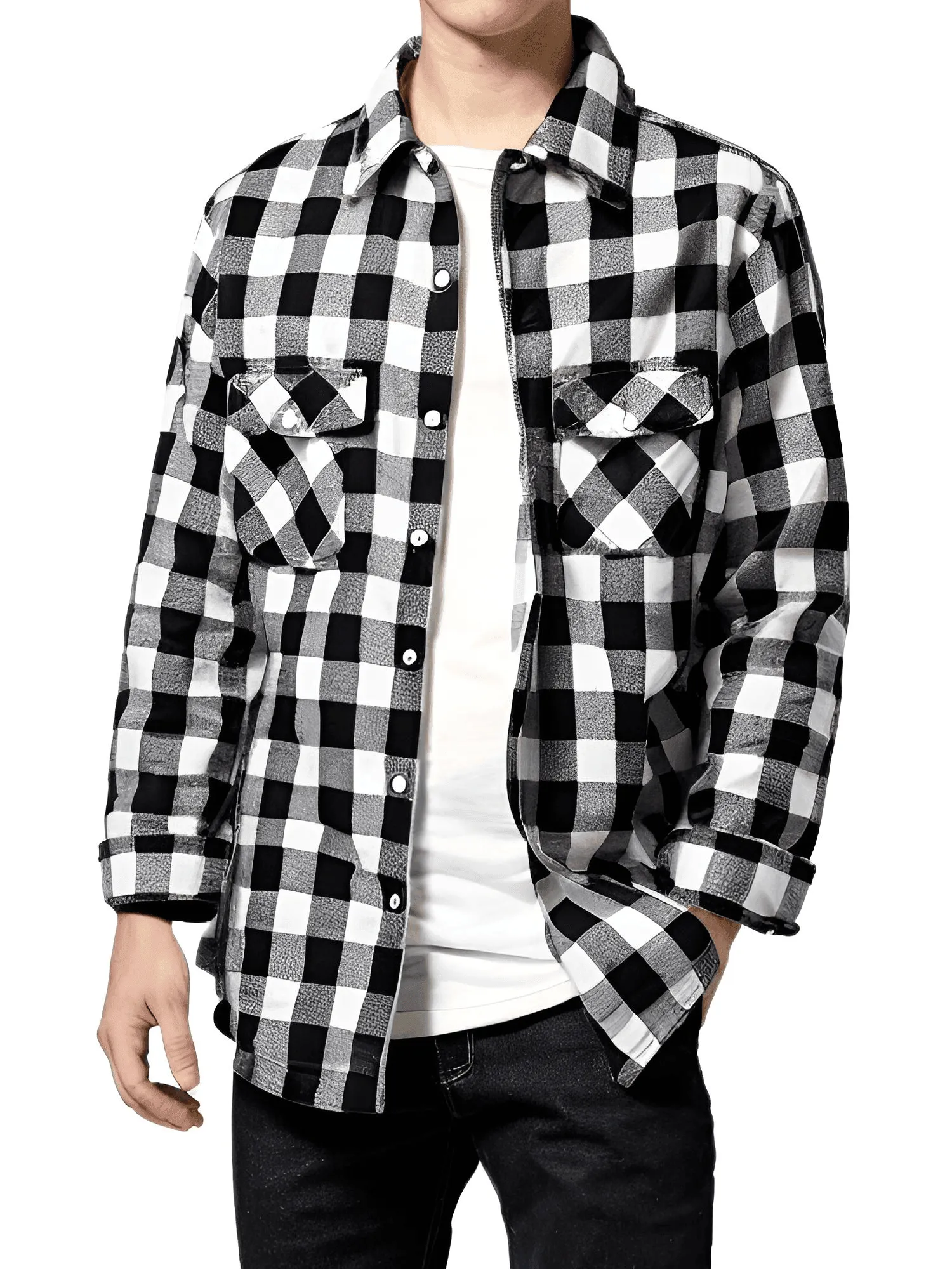 Men's Long Sleeve Plaid Checkered Shirt