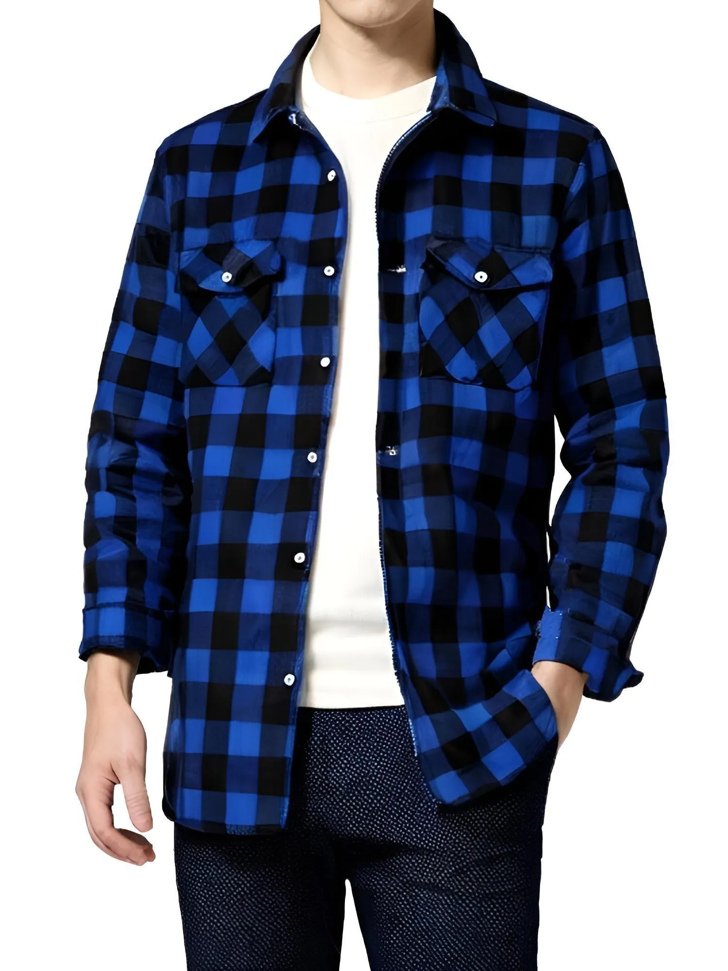 Men's Long Sleeve Plaid Checkered Shirt