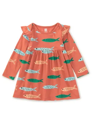 Mighty Mini L/S Baby Dress, School of Fish