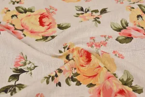 Multicolor Floral  Printed Cotton Linen  Fabric