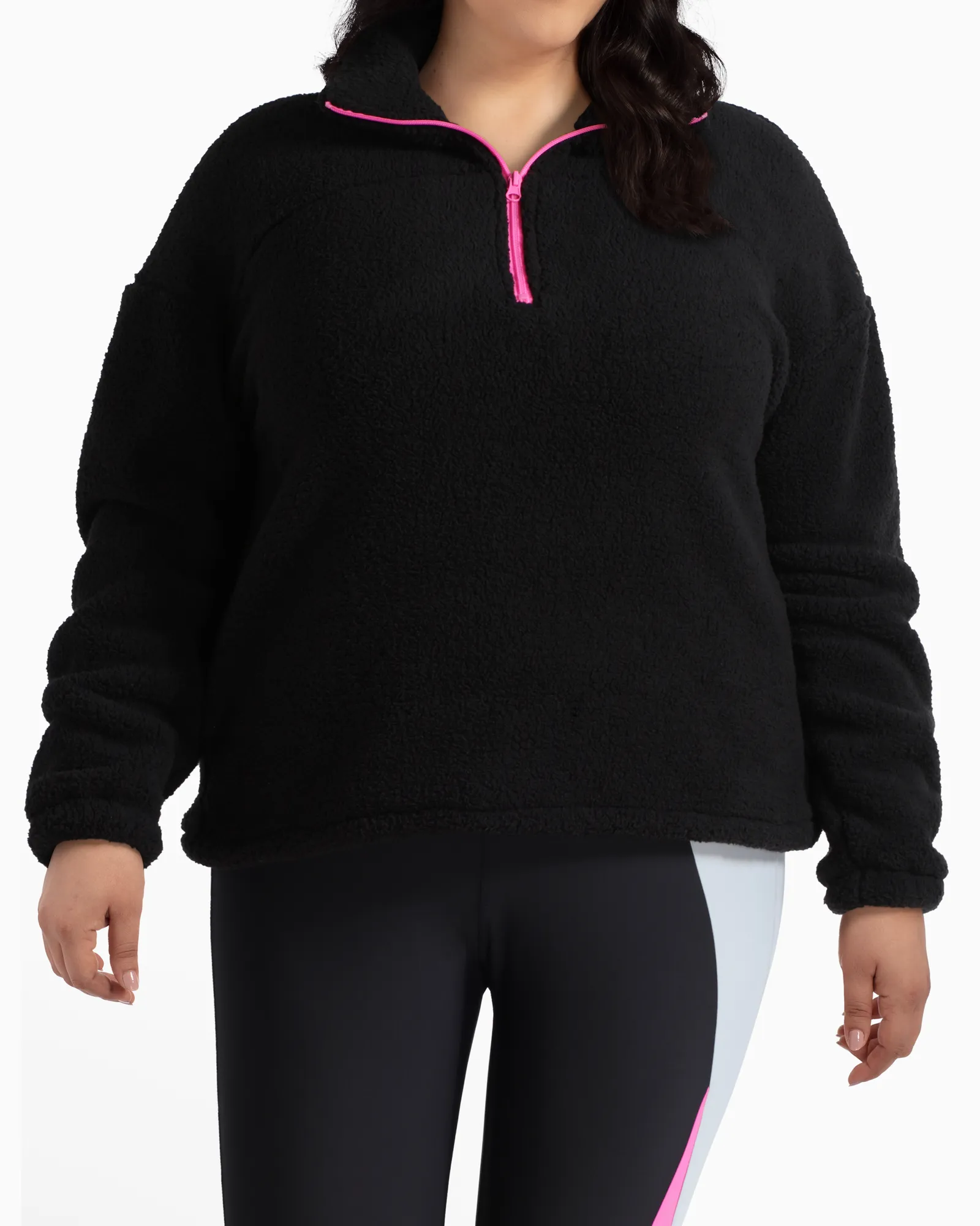 Odyssey Cozy Quarter Zip Fleece | Black / Pink