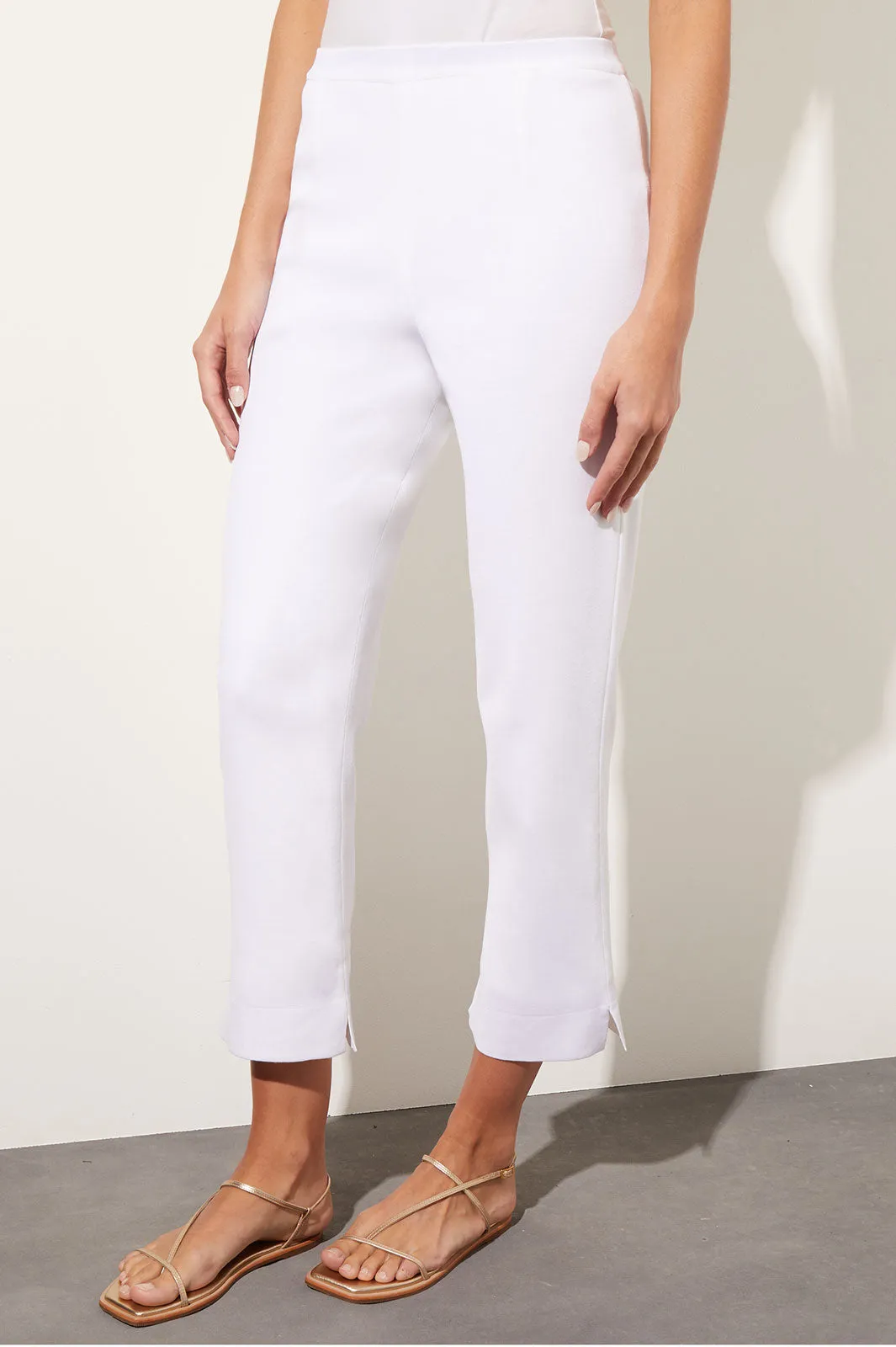 Plus Size Knit Lined Straight-Leg Ankle Pants