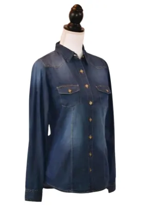 Presley Denim Double-Pocket Button-up Shirt