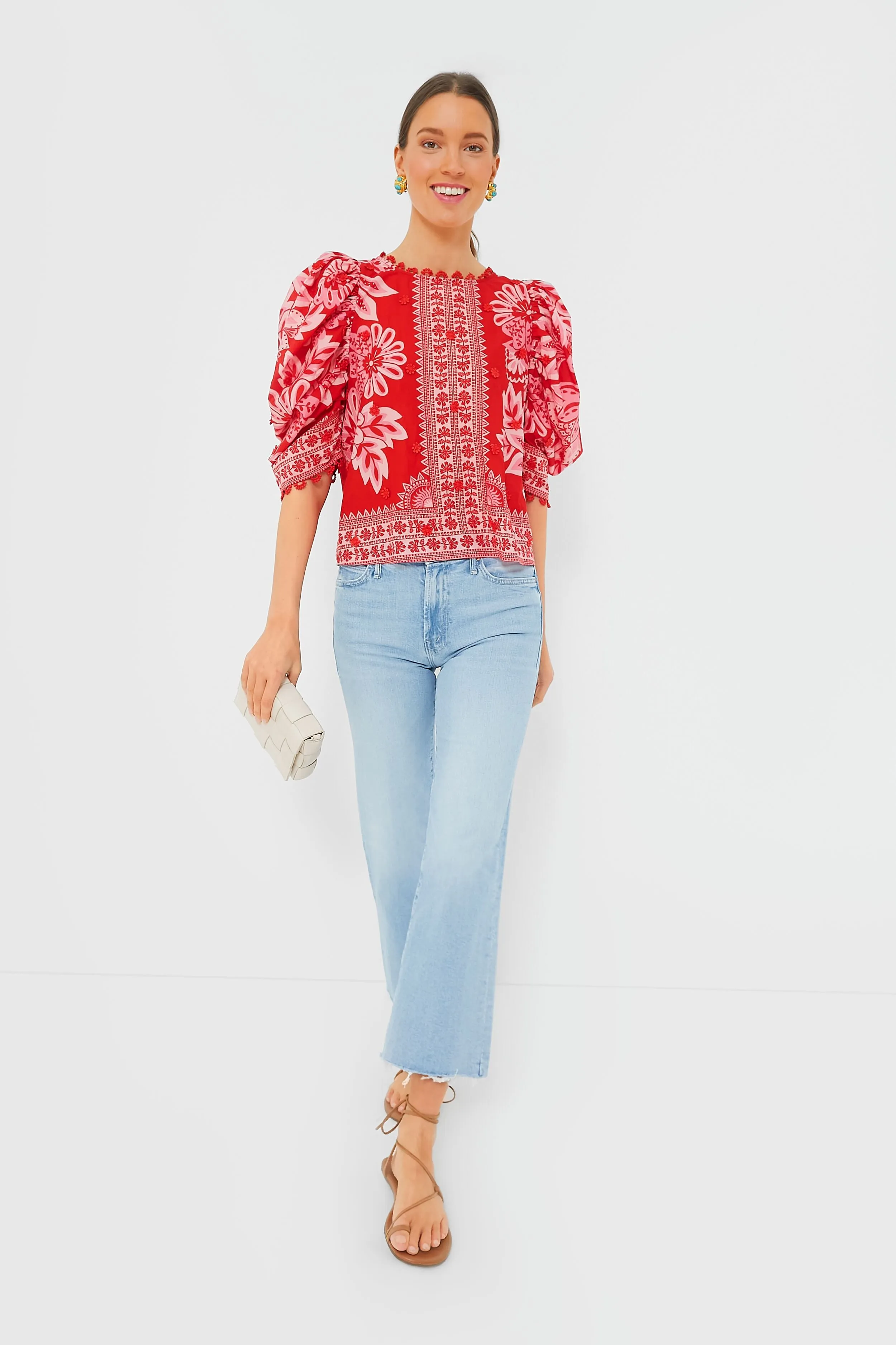 Red Flora Tapestry Blouse