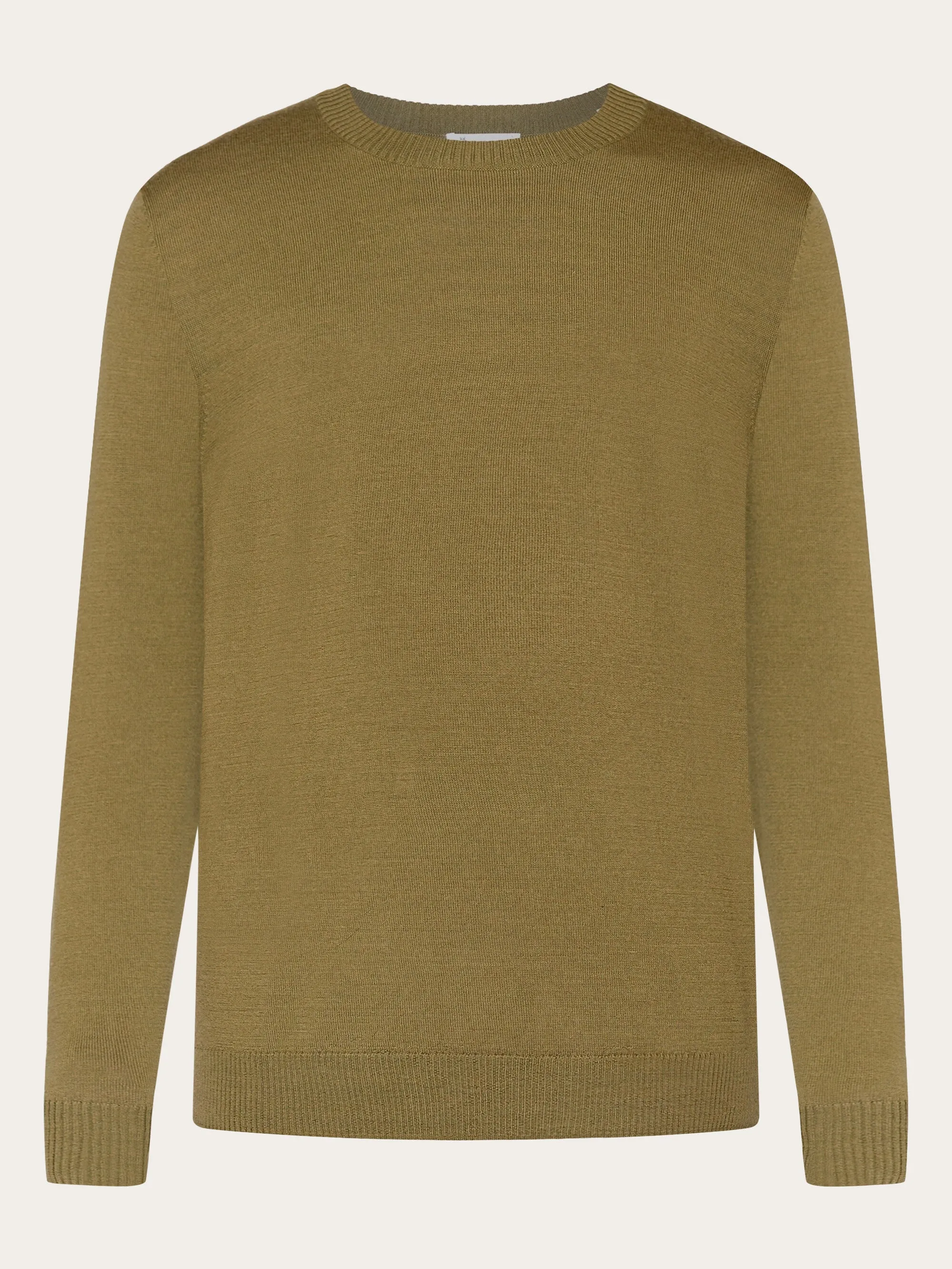 Regular merino knit crew neck - RWS - Burned Olive