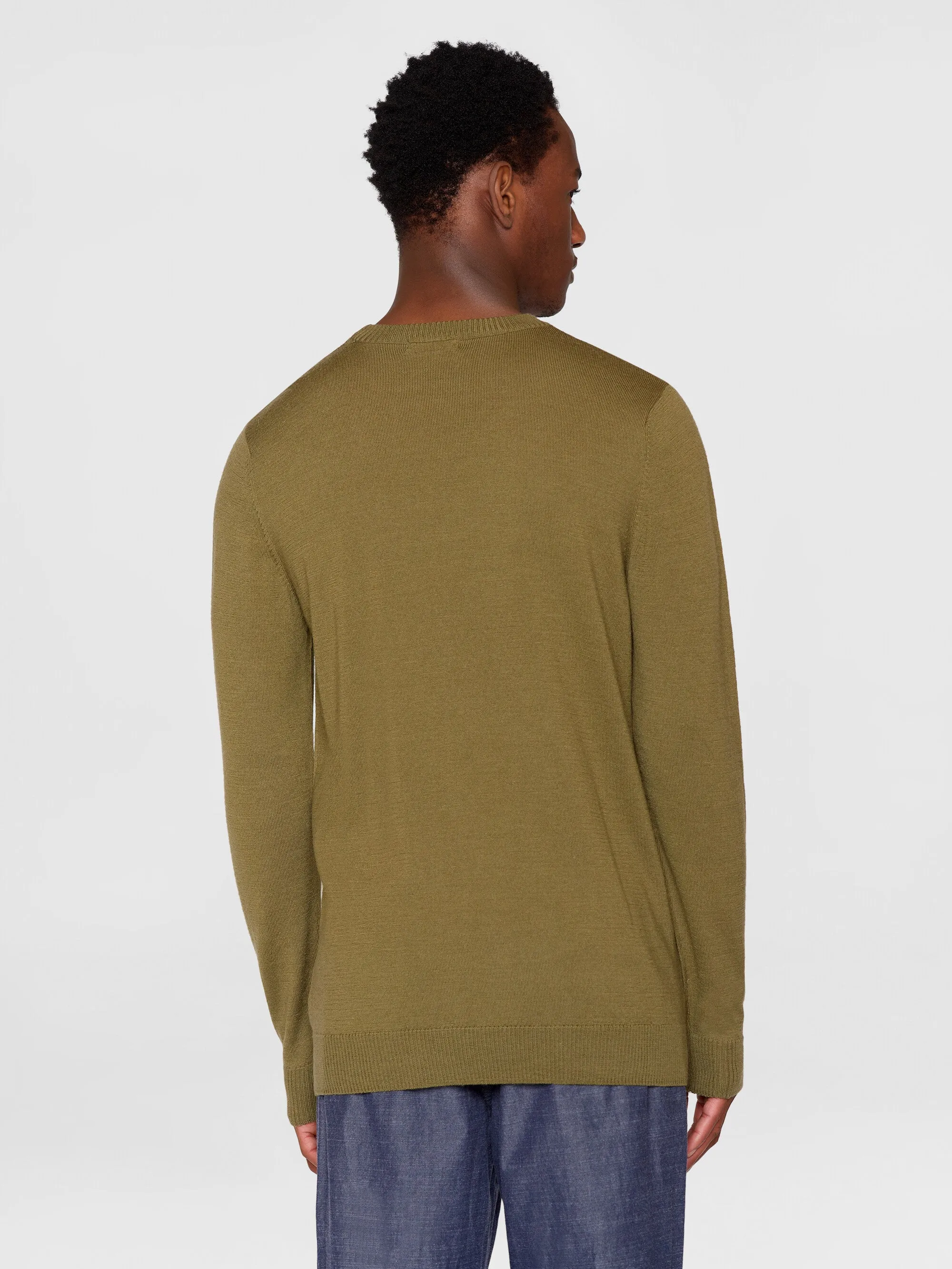 Regular merino knit crew neck - RWS - Burned Olive