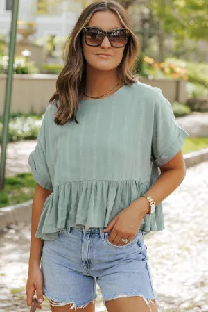 Ruffled Hem Short Sleeve Blouse