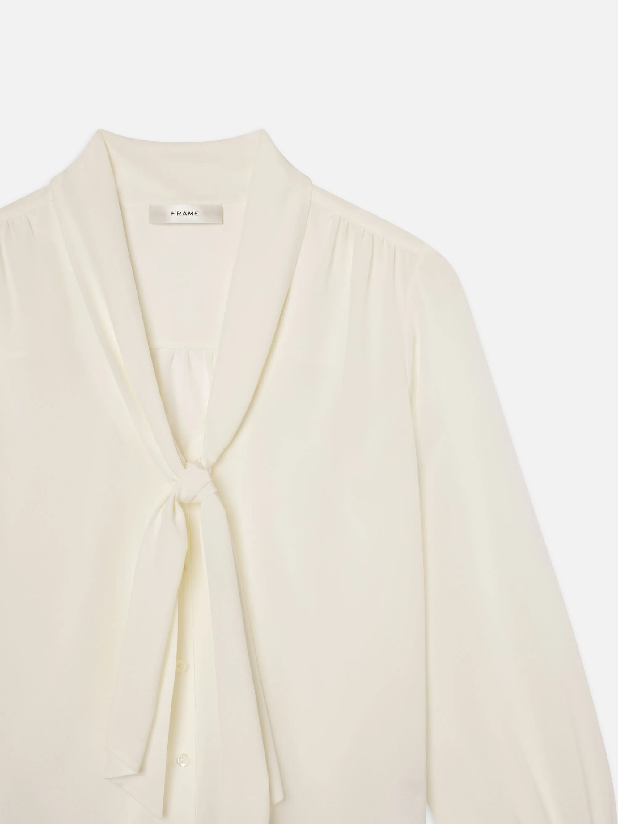 The Silk Tie Blouse -- Cream