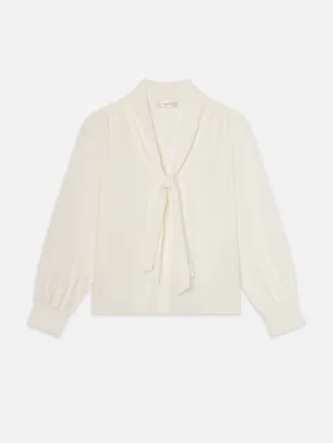 The Silk Tie Blouse -- Cream