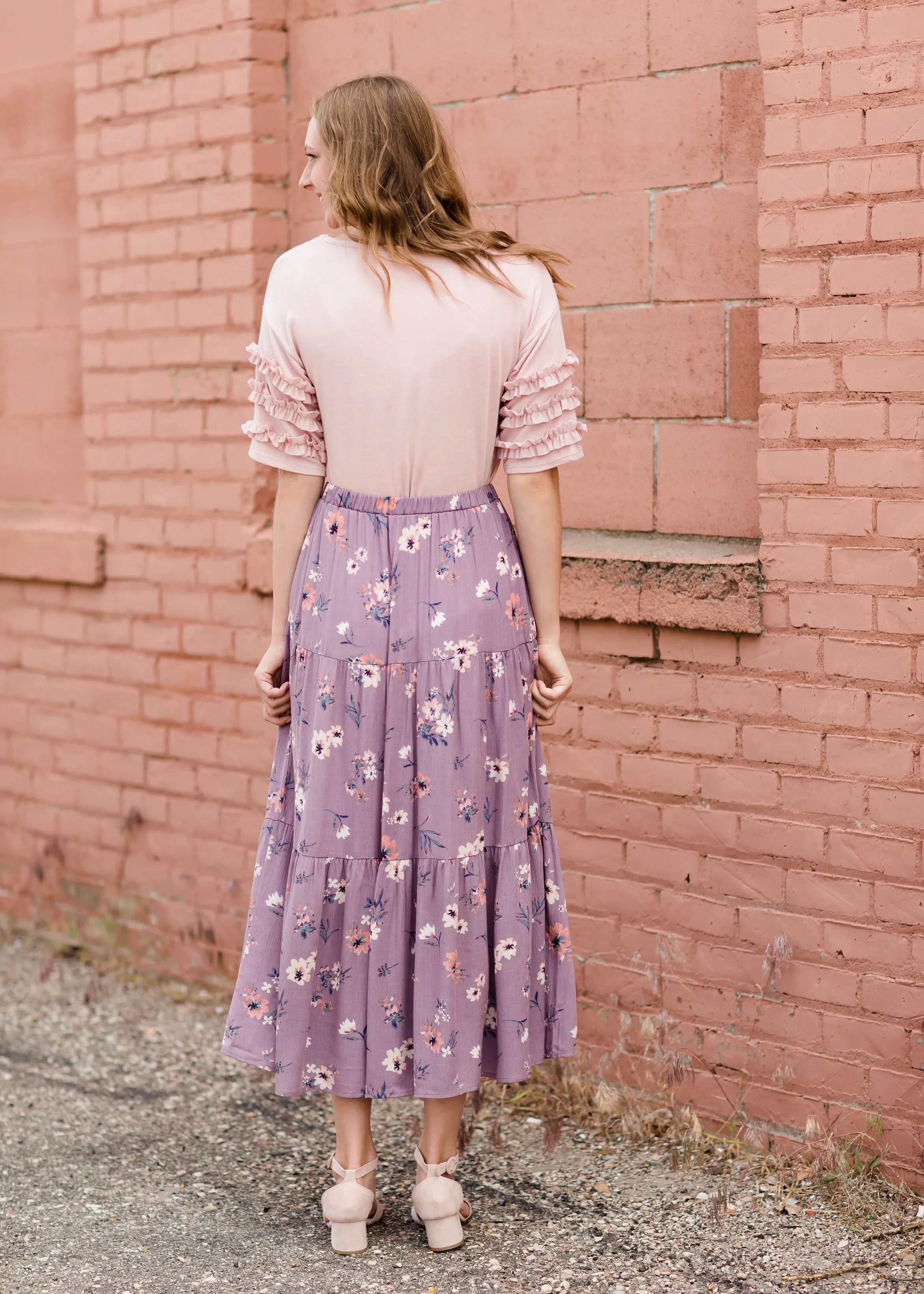 Vintage Tiered Floral Maxi Skirt