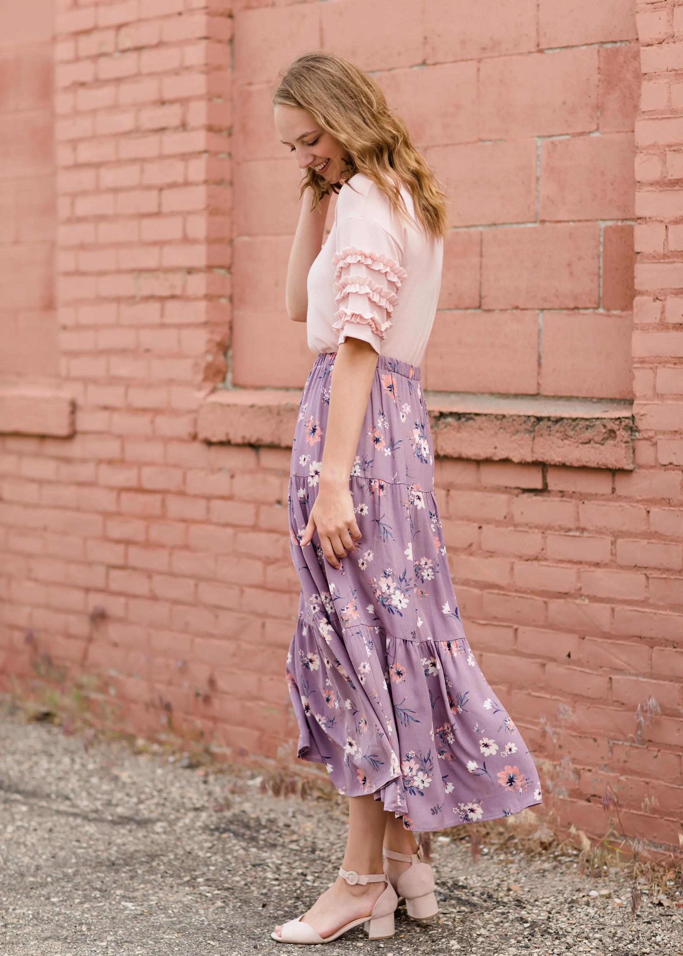 Vintage Tiered Floral Maxi Skirt