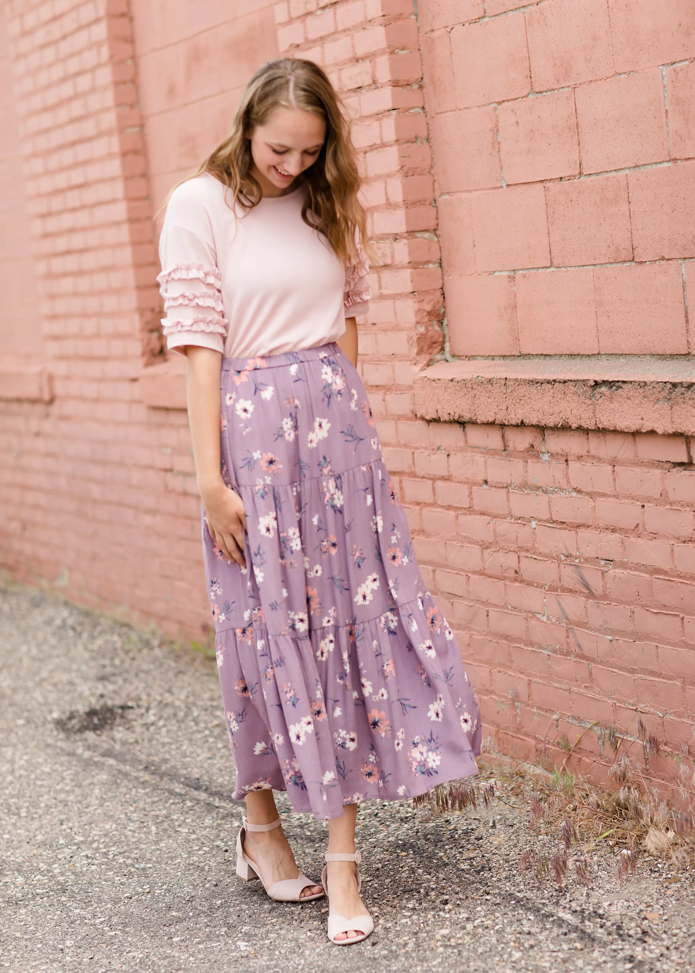 Vintage Tiered Floral Maxi Skirt