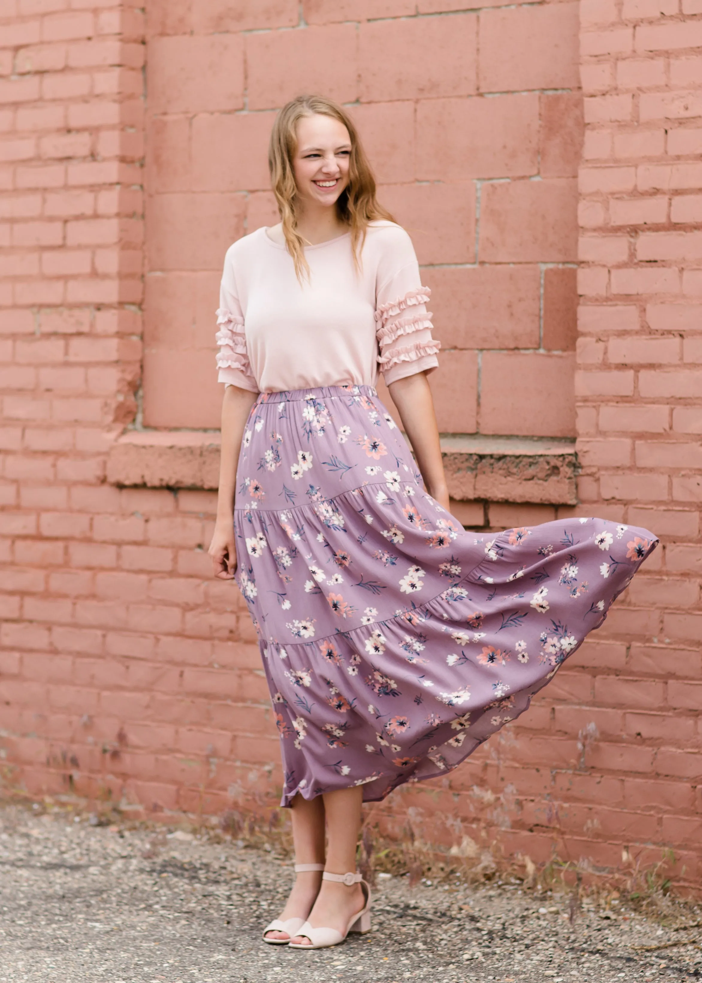 Vintage Tiered Floral Maxi Skirt