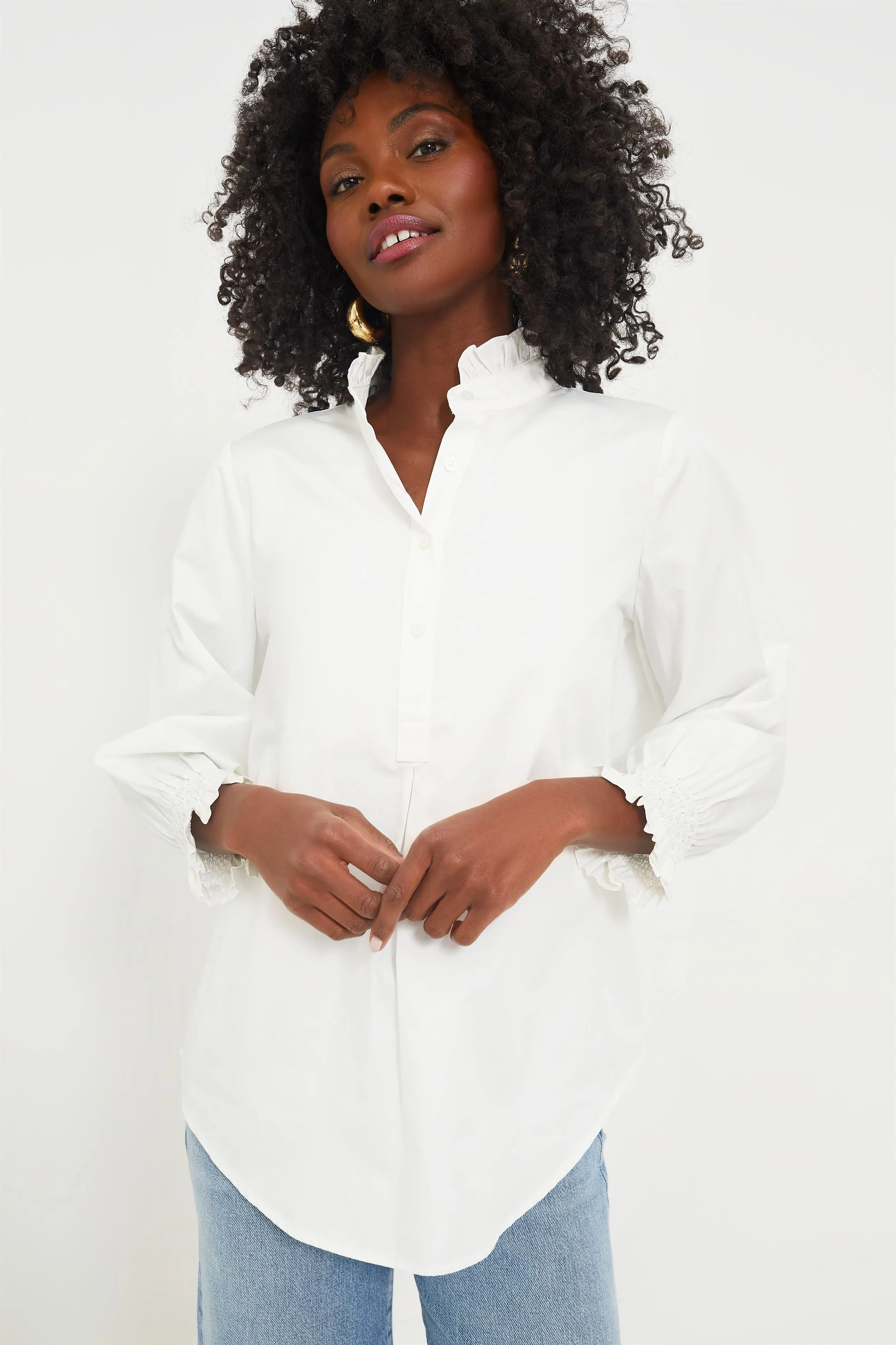 White Teagan Popover Top