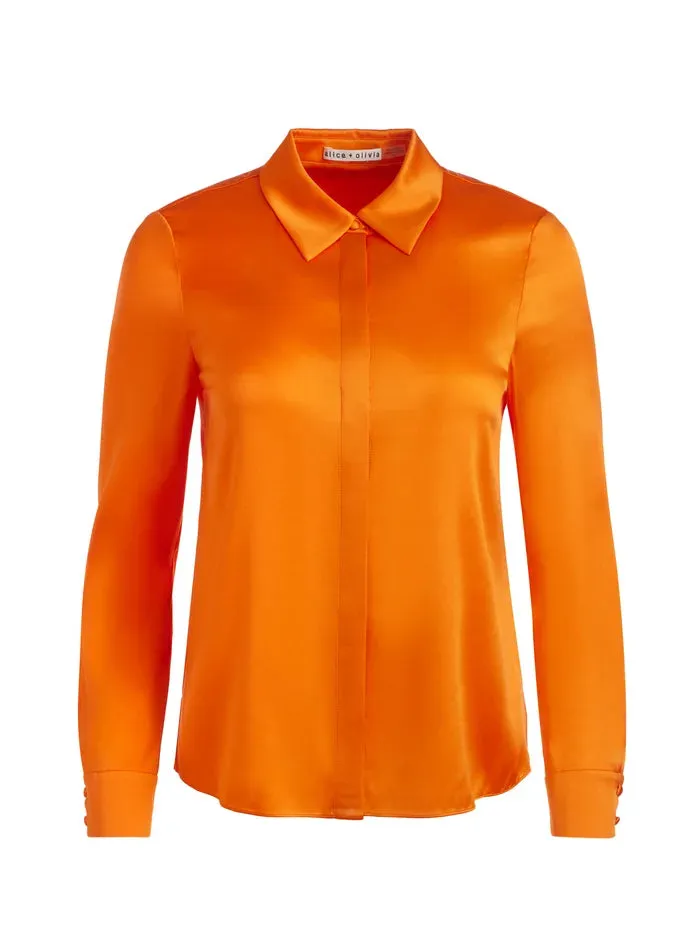 Willa Placket Top - Orange Blaze