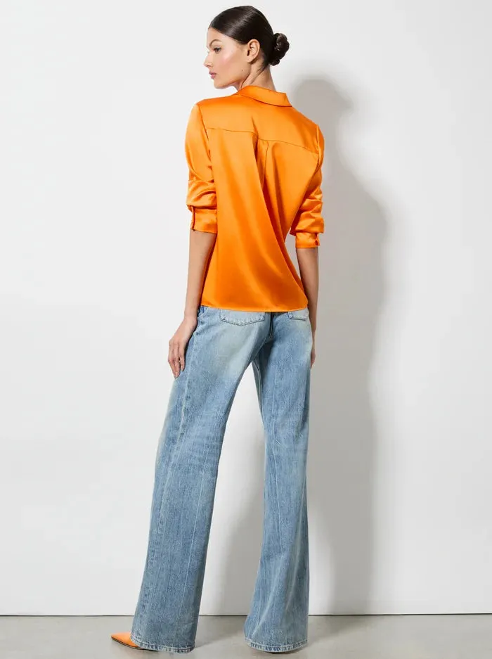 Willa Placket Top - Orange Blaze