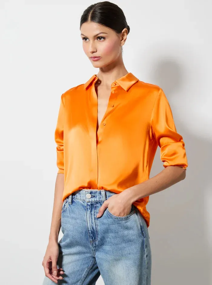 Willa Placket Top - Orange Blaze