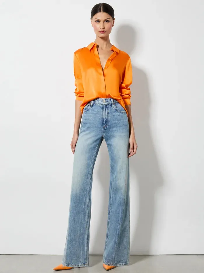 Willa Placket Top - Orange Blaze