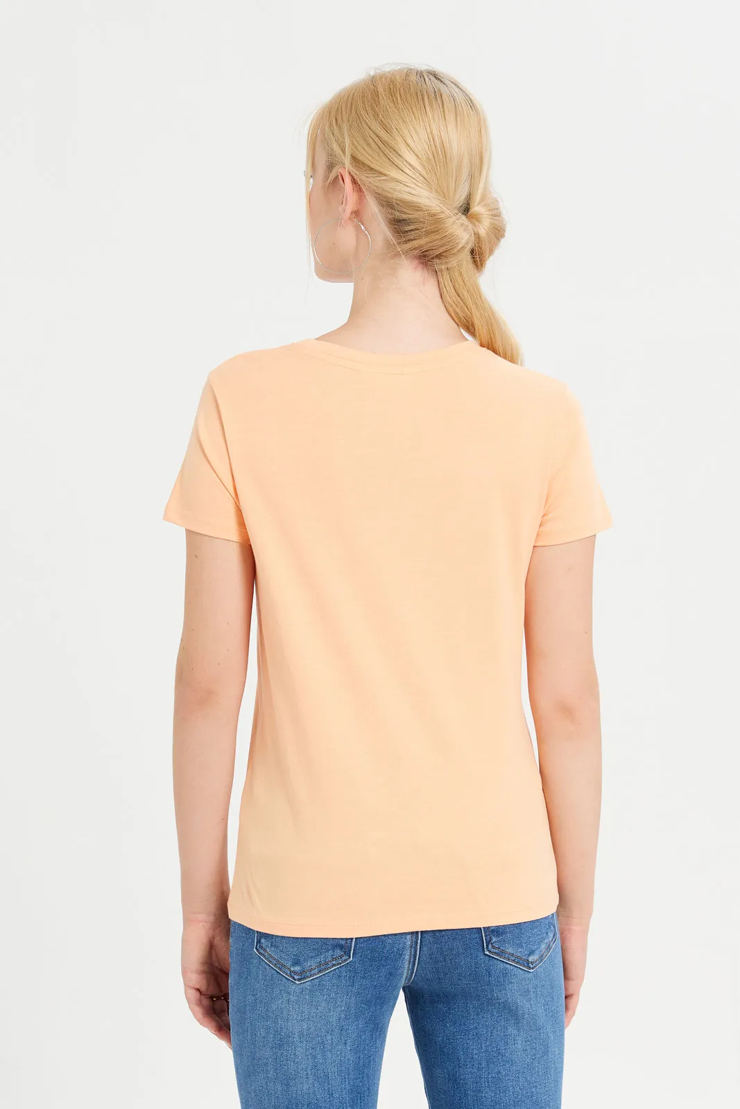 Women Orange Weekend Printed T-Shirt