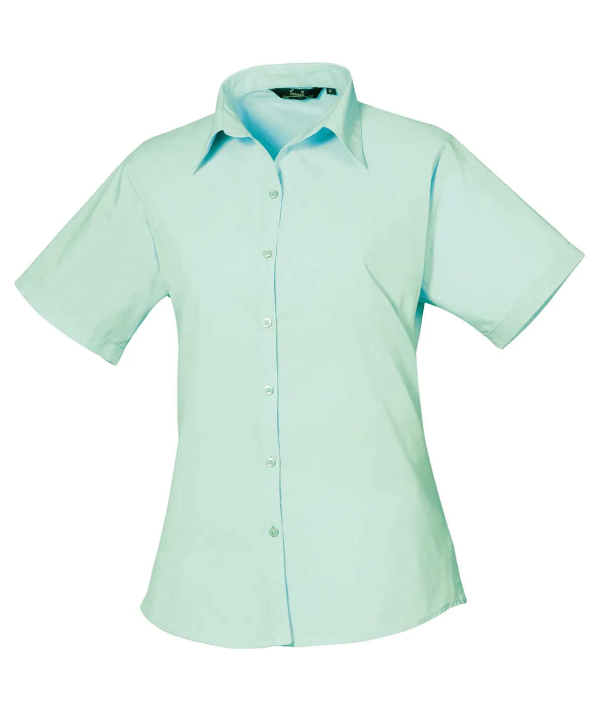 Womens short sleeve poplin blouse | Aqua