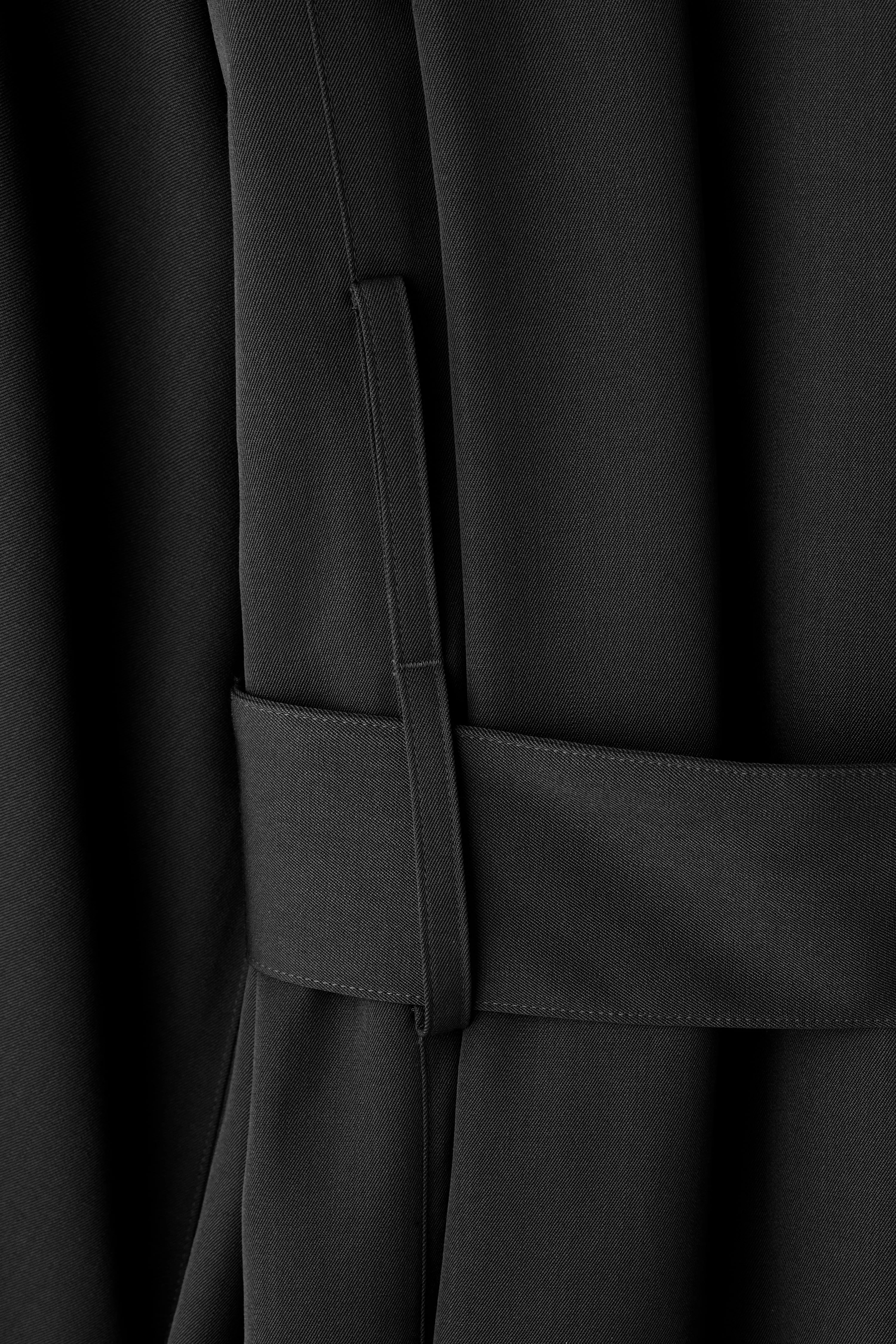 Wool Gabardine Trench Coat in Black