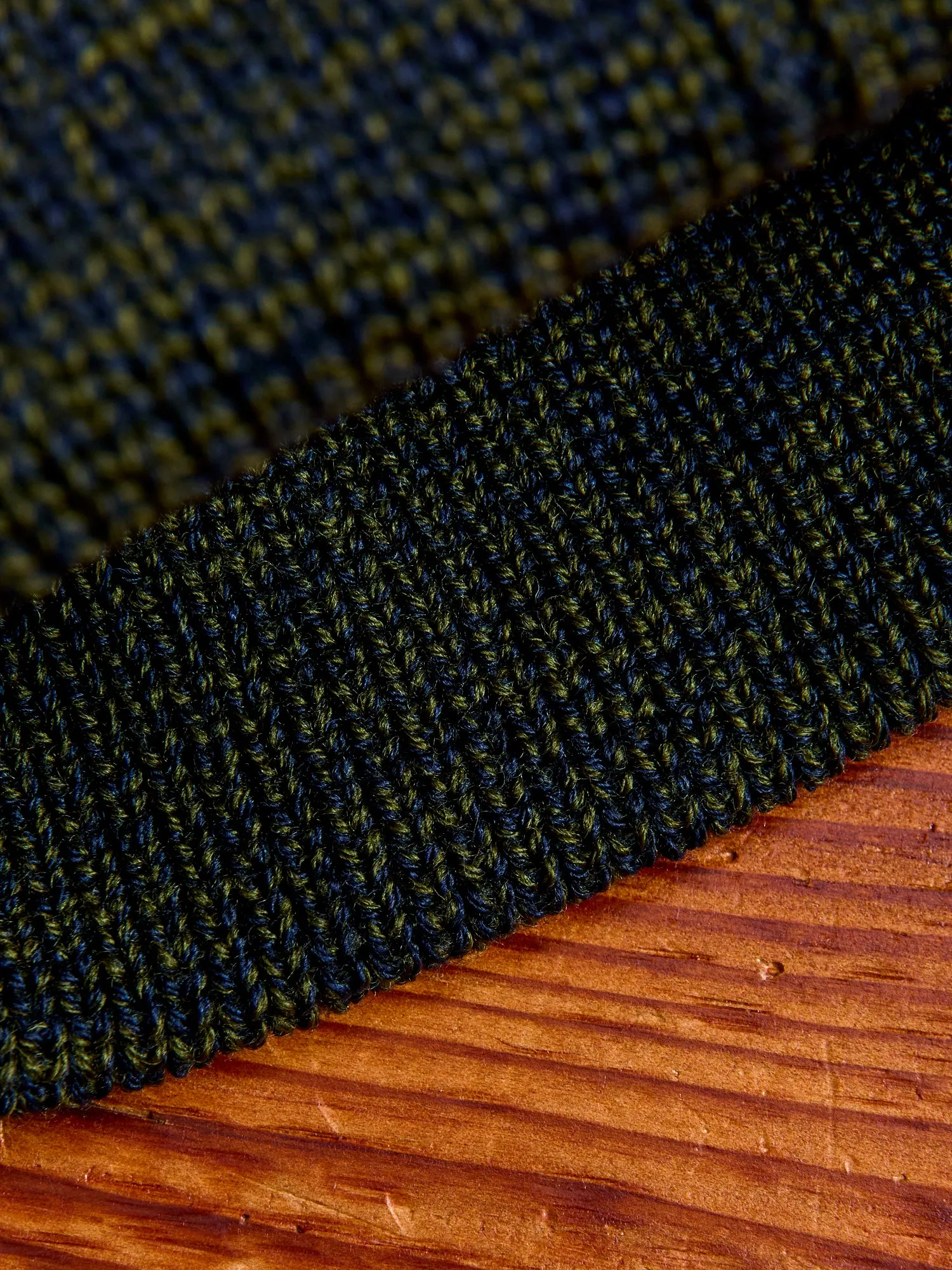 Wool Knit Watch Cap in Loden/Navy Mix