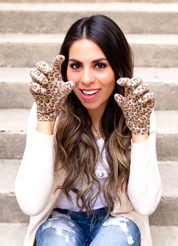 Wool Leopard Gloves