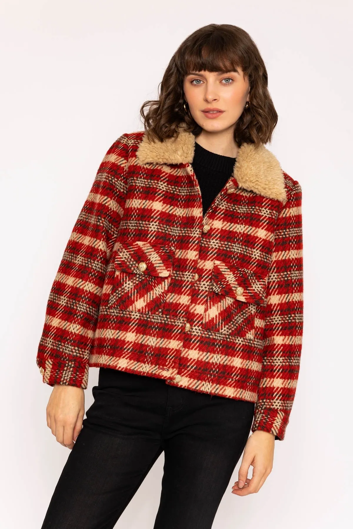 Wool Red Check Coat