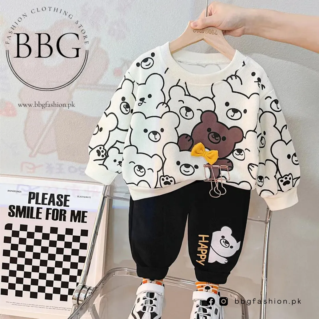 Yellow & White Bunny Kids Sweatshirt & Pant